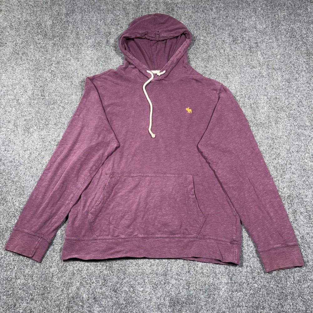 Abercrombie & Fitch Slub Jersey Hoodie Mens Small Logo Pullover‎ Purple